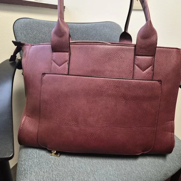 Poppy & Peonies Elegant Burgundy Tote Bag - Picture 6 of 8